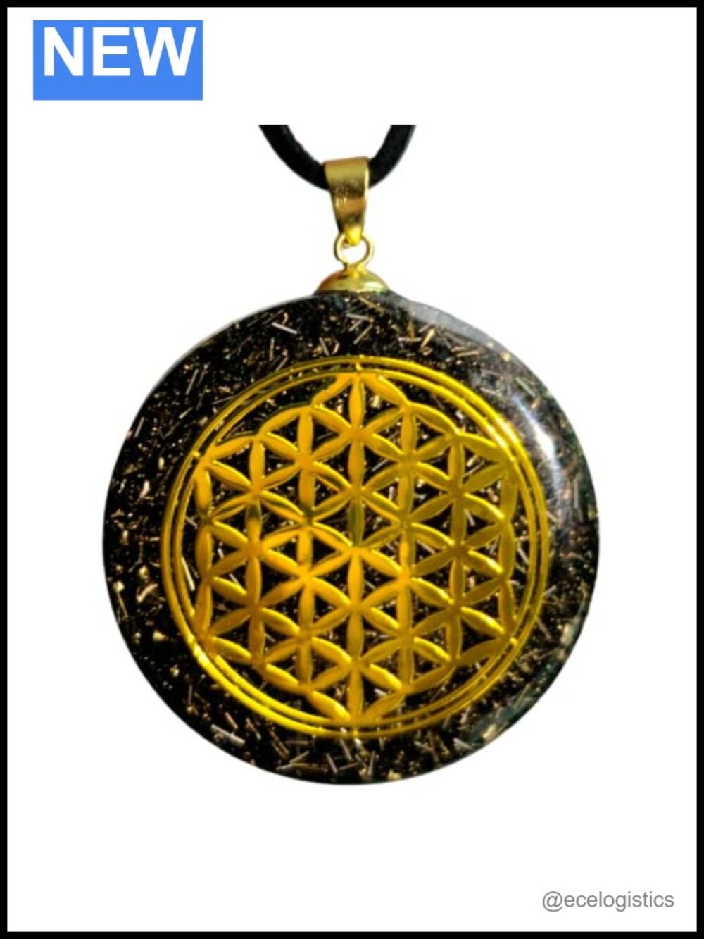 Orgonite Necklace Quartz Shungite Black Tourmaline Reiki Charged Flower of Life